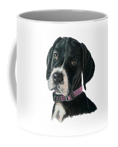 Pet portrait coffee mug by artist Barbara Andrews