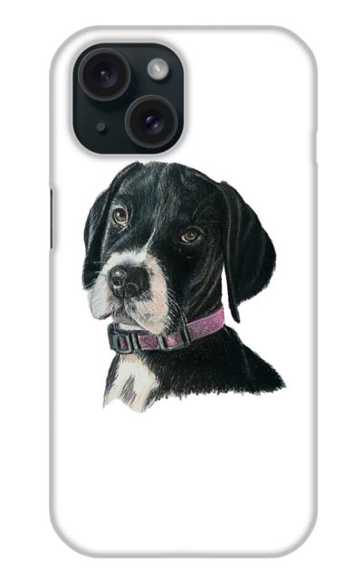 Pet portrait phone cover by artist Barbara Andrews