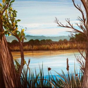 Whitfield pond painting by artist Barbara Andrews